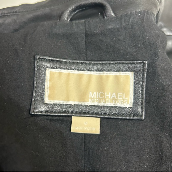 Michael Kors Leather Moto Jacket Black Zip Biker Goth - Picture 12 of 14